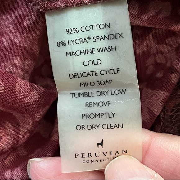 Peruvian Connection Burgundy Moroccan Tile Long Sleeve Maxi Dress Size XS - Picture 7 of 10